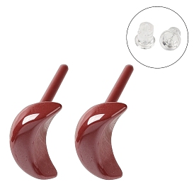 Hypoallergenic Bioceramics Zirconia Ceramic Stud Earrings, No Fading and Nickel Free, Moon