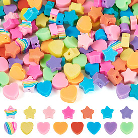 150 шт 2 стили ручной работы из полимерной глины бусины, Сердце и звезда