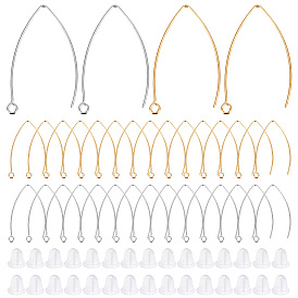 60 шт. 2 цвета 304 крючки для серег из нержавеющей стали, маркиза ушная проволока, с 60 пластиковыми ушными гайками