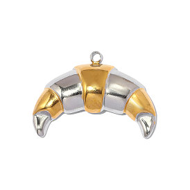 Два тона 304 из нержавеющей стали подвески, круассановые прелести, ионное покрытие (ip), зеркальная полировка