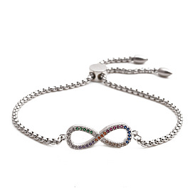 Infinite Love Stainless Steel Chain Bracelet for Men and Women, Adjustable