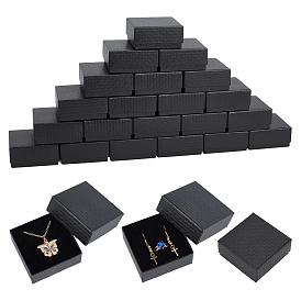 24шт картонные шкатулки для ювелирных изделий, для подвесок, серег и колец, с губкой внутри, квадратный