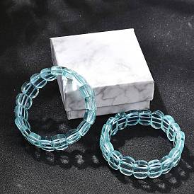 Glass Beads Stretch Bracelets for Women Men, Faceted, Oval