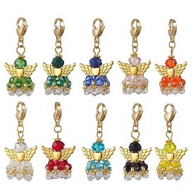 Angel Glass Pendant Decorations, with Alloy Lobster Claw Clasps