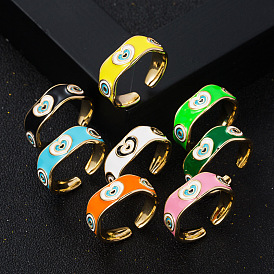 Fashionable Copper Plated Real Gold Enamel Heart-shaped Ring Hip-hop Open-ended Ring Accessory