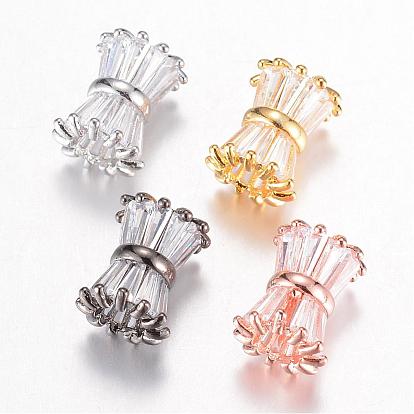 Brass Cubic Zirconia Beads, Clear