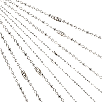 9Pcs 3 Styles 304 Stainless Steel Ball Chain Necklace, with Ball Chain Connectors