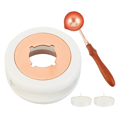 DIY Scrapbook Making Kits, Including Wooden Sealing Wax Melting Furnace, Brass Wax Sticks Melting Spoon and Candles