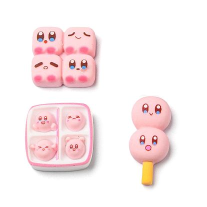 Oapque Resin Cute Face Decoden Decoden Cabochons, Imitation Food, Pink