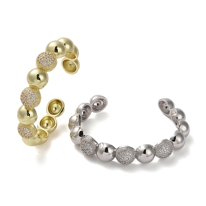 Латунный браслет из микро-паве кубического циркония, открытый браслет для женщин, круглые