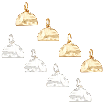 8шт 2 цвета латунные кованые полукруглые подвески, долговечный, матовый стиль, без свинца, без кадмии и без никеля, полукруглый