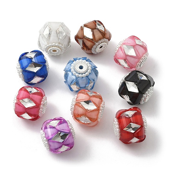 Прозрачные акриловые бусины, круглые, абс пластик перламутровый и стекло и сплав, для ручек с бусинами, брелки, ювелирные изделия и ремесла