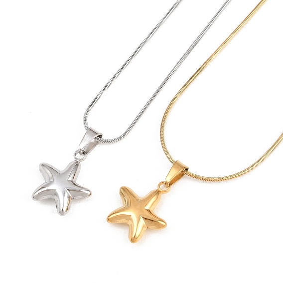 304 Подвеска в виде звезды из нержавеющей стали, круглая цепочка-змейка для женщин