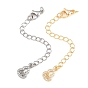 Brass Curb Chain Extender, End Chains with Lobster Claw Clasps and Cubic Zirconia Charms, Gourd