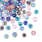 70Pcs 7 Colors Handmade Gold Sand Lampwork Beads Strands, Inner Flower, Faceted Rondelle