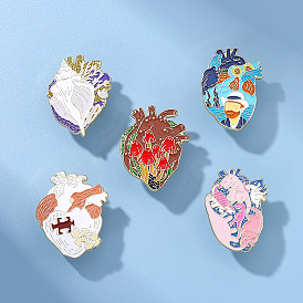 Colorful Cartoon Heart Organ Fashion Accessories Set with Metal Badge