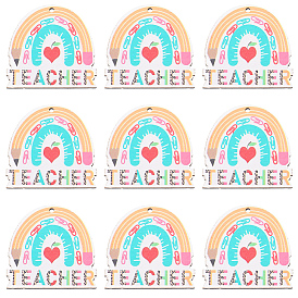 2 сумки односторонние печатные деревянные подвески, День учителя радужные подвески со словом учитель