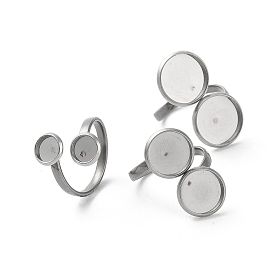 304 fornituras de anillo de puño abierto de acero inoxidable, ajuste del anillo de la almohadilla, plano y redondo