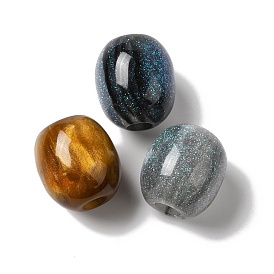 Resin Glitter European Beads, Large Hole Beads, Barrel