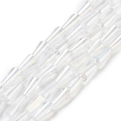 Стеклянные бусины с гальваническим покрытием , AB цвет, граненые, конус, 7.5x4 мм, отверстие : 1 мм, около 71 шт / нитка, 20.4 дюйм