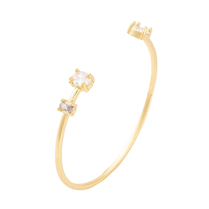 Овальные открытые браслеты-манжеты из латуни с прозрачным фианитом для женщин