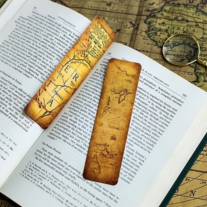 Rectangle Paper Bookmarks, Map Pattern Bookmark, Vintage Style Bookmarks for Booklover