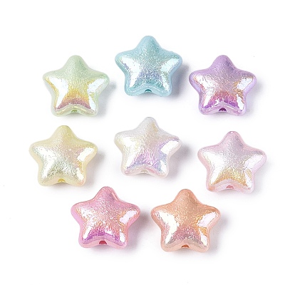 Непрозрачные акриловые бусины с УФ-покрытием, радужный, звезда, 