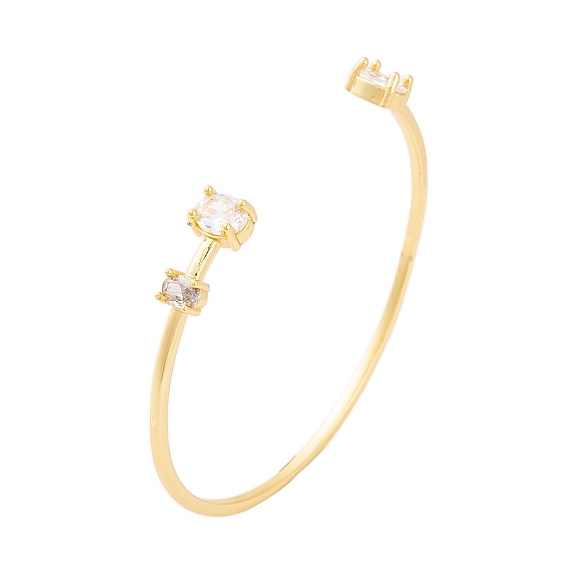 Овальные открытые браслеты-манжеты из латуни с прозрачным фианитом для женщин