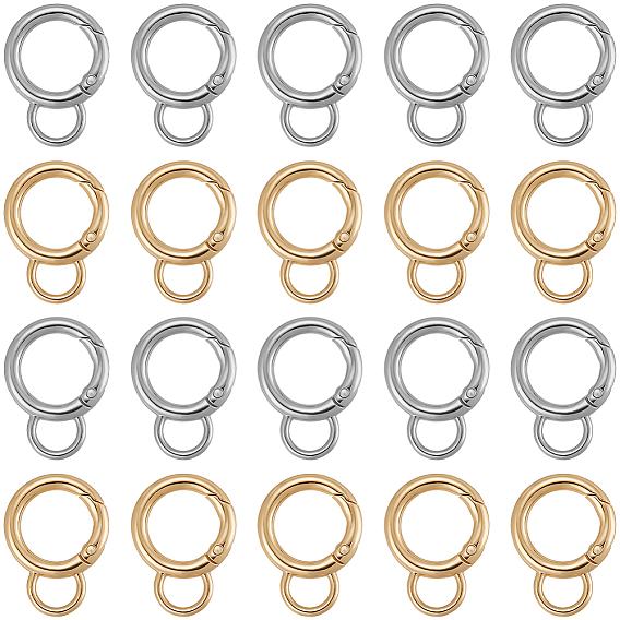 24шт 2 цвета сплава пружинные затворные кольца, с петлей, для украшения сумочки, без кадмия и без свинца