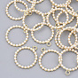 ABS Plastic Imitation Pearl Pendants, with Real 18K Gold Plated Brass Pendant Settings, Nickel Free, Ring