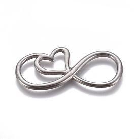 304 Stainless Steel Pendants/Links, Infinity with Heart