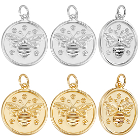10 шт. 2 цвета стойки, латунные подвески, долговечный, без свинца и без кадмия, плоский круг с подвесками в виде пчелы, с целью перехода в кольце