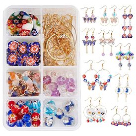 SUNNYCLUE 171Piece DIY Butterfly Themed Earring Kits, Including Lampwork & Glass Beads, Alloy Pendants, Brass Pendants & Linking Rings & Earring Hooks & Cable Chains, Iron Findings