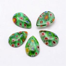 Handmade Millefiori Glass Cabochons, Drop
