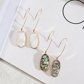 Chic and Stylish Abalone Shell Earrings with White Seashell Border - Unique Fashion Jewelry