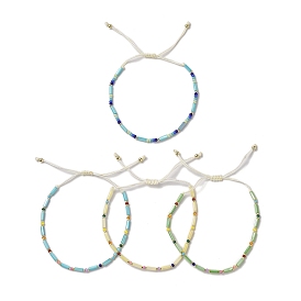 Shell & Porcelain Braided Bead Bracelets, Adjustable Nylon Cord Bracelets for Women