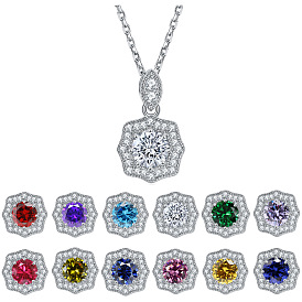 Minimalist Flower Gemstone Necklace for Women in Sterling Silver (S925)