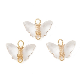Plating Transparent Acrylic Connector Charms, Butterfly Links with Golden Plated 304 Stainless Steel Double Loops