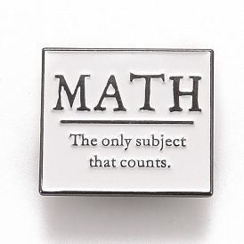 Слово математика единственный предмет который имеет значение брошь, для учителей студентов, значок сплава прямоугольника для одежды рюкзака, металлический черный 