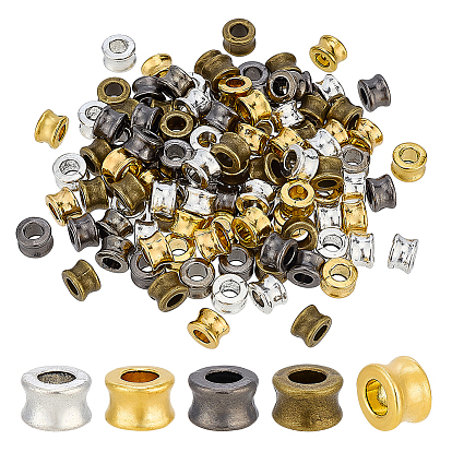 120pcs 4 couleurs perles européennes en alliage de style tibétain, Perles avec un grand trou   , baril