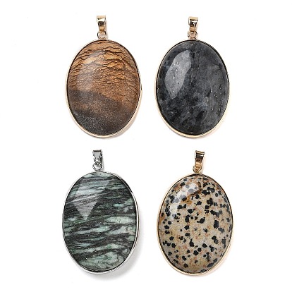 Гальванизирует природных драгоценных камней подвески, латунные овальные подвески с железными застежками-кнопками