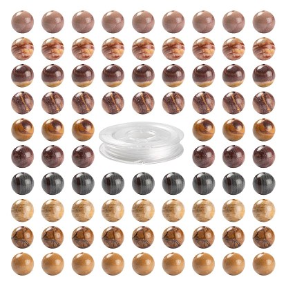 100 pcs 8 mm cuentas redondas de mookaite natural, con 10 m hilo de cristal elástico, para kits de fabricación de pulseras elásticas de bricolaje