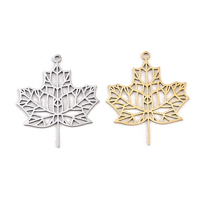Полые 201 из нержавеющей стали кулоны, кленовый лист подвески