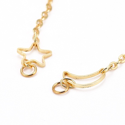 Star & Moon Bracelet Makings, with Brass Curb Chains, 304 Stainless Steel Lobster Claw Clasps & Jump Rings