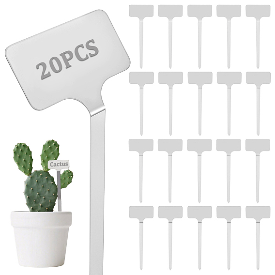 20шт. 2пакеты 304 этикетка для растений из нержавеющей стали, прямоугольные, с 2шт. маркером
