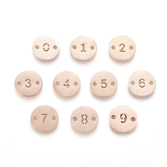Numbers 304 Stainless Steel Links, for Craft Jewelry Making, Flat Round