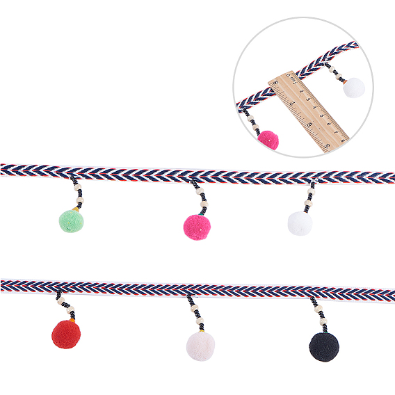 NBEADS Hanging Woolen Yarn Tassel Decoration, with Pom Pom Ball