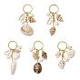 Iron & Brass Keychain, with  Spiral Shell, Mixed Shapes