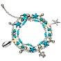 Многорядный ножной браслет из синтетических бирюзовых бусин, Браслет с подвеской в виде морской звезды, панциря и черепахи для женщин