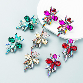 Colorful Gemstone Flower Earrings for Women - Unique and Stylish Ear Studs with High-end Fashion Appeal